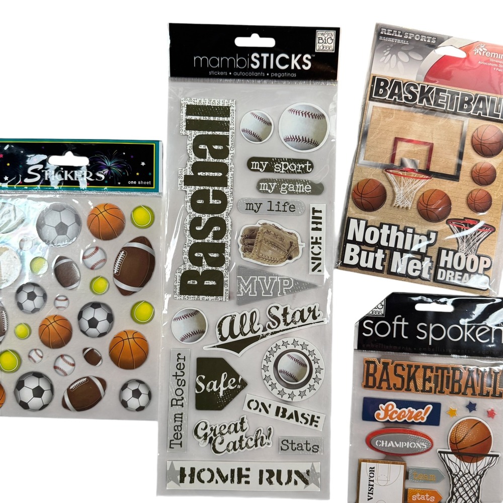 MAMBI Sports Stickers Bundle NWT Baseball Basketball Scrapbook Various‎ Brands - Picture 5 of 7